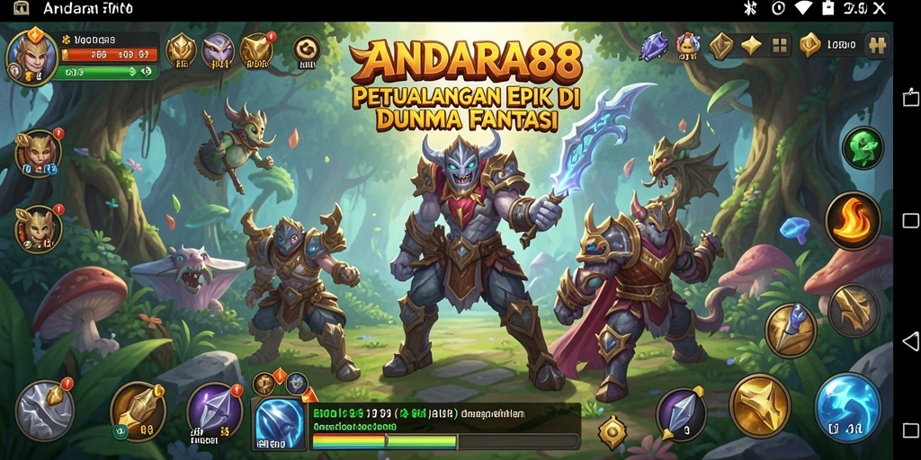 Tangkapan layar ANDARA88 menunjukkan aksi pertempuran epik antara karakter dan monster.