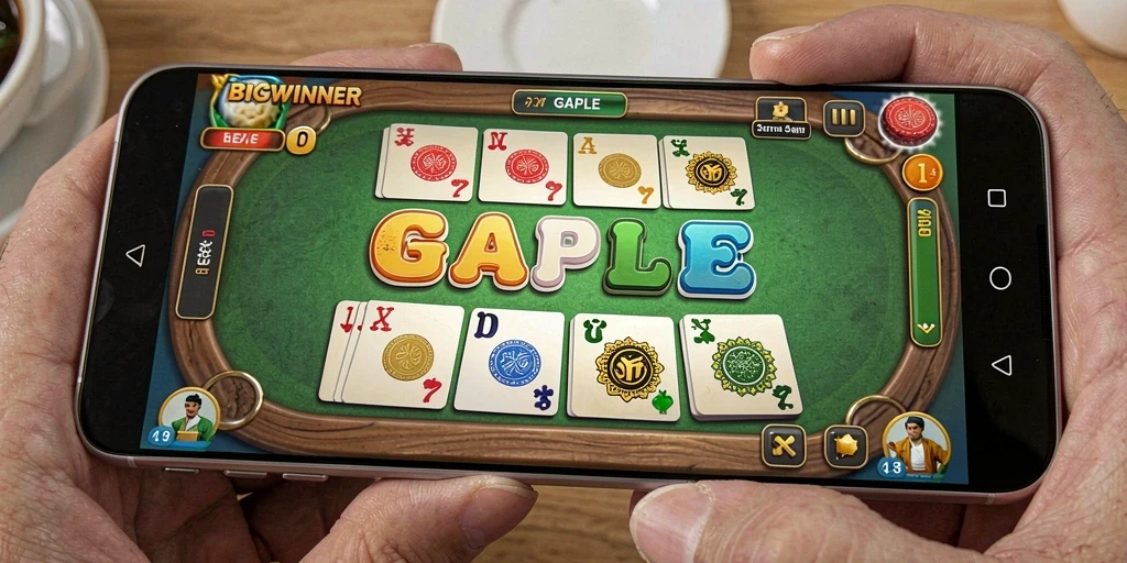 Tampilan seru gameplay Gaple di BIGWINNER yang mengasyikkan.