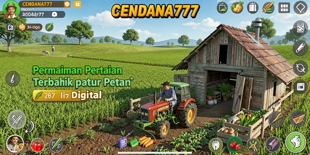 Tampilan gameplay CENDANA777 dengan aktivitas bertani yang menarik.