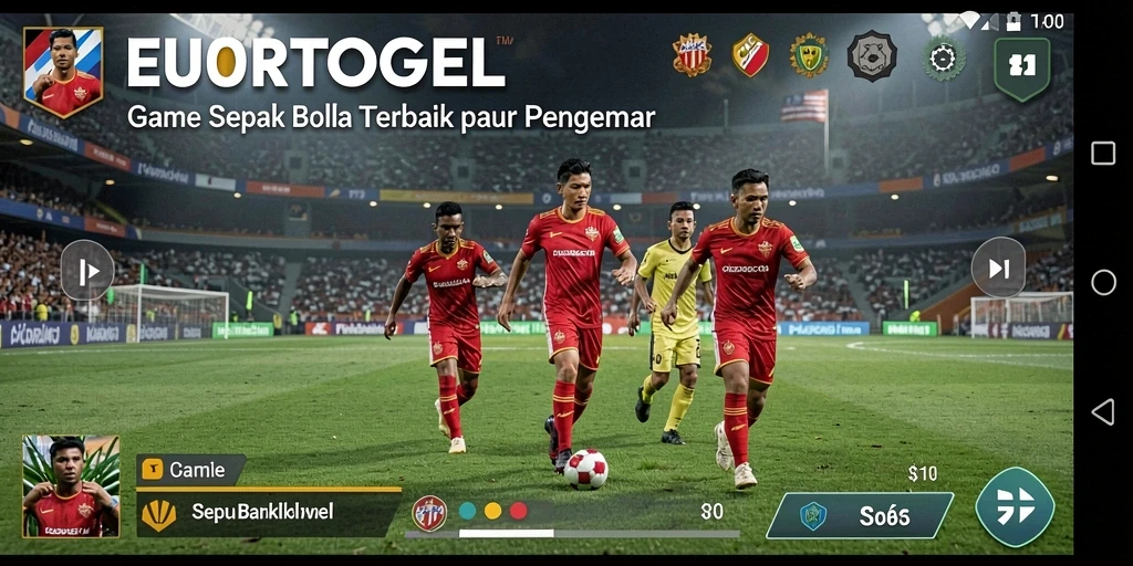 Screenshot utama EUROTOGEL menampilkan aksi seru permainan sepak bola.