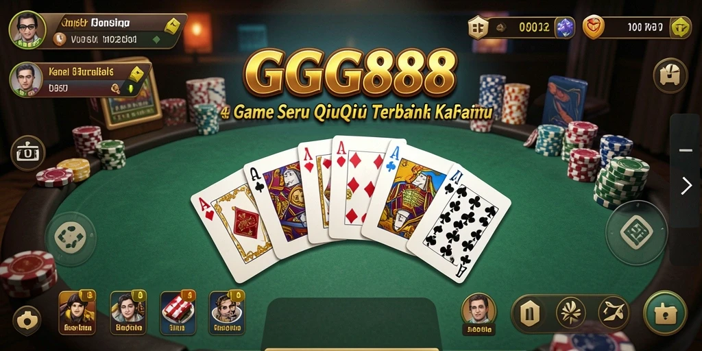 Tangkapan layar utama GGG888 menunjukkan aksi seru dalam permainan QiuQiu.