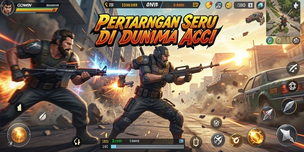 Tampilan gameplay seru GOWIN dengan pertarungan aksi mendebarkan.