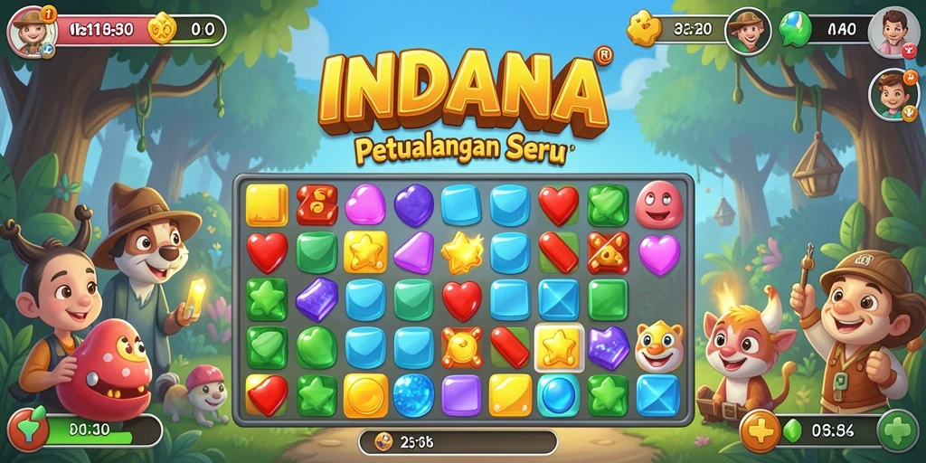 Screenshot gameplay INDAAA menampilkan aksi seru dalam mencocokkan elemen.