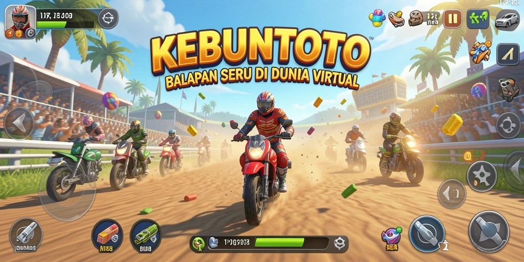 Tampilan gameplay KEBUNTOTO yang menegangkan dan penuh aksi balap.