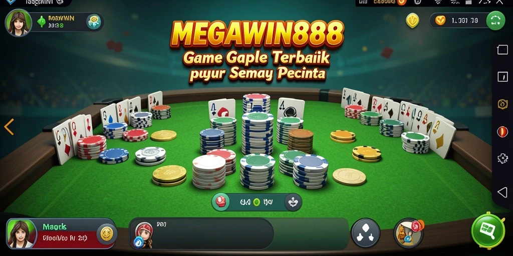 Screenshot gameplay MEGAWIN888 yang menunjukkan suasana seru Gaple.