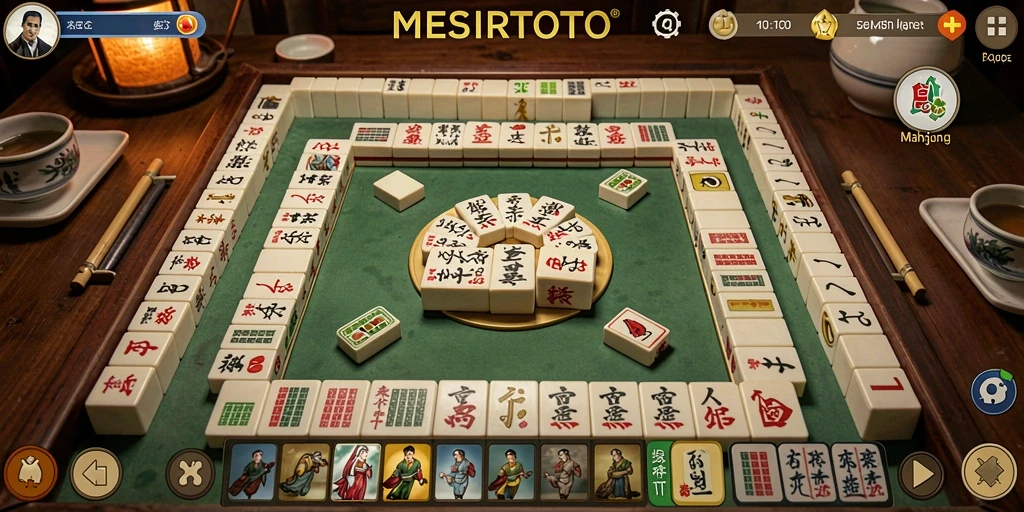 Tampilan gameplay seru MESIRTOTO yang menampilkan ubin Mahjong.