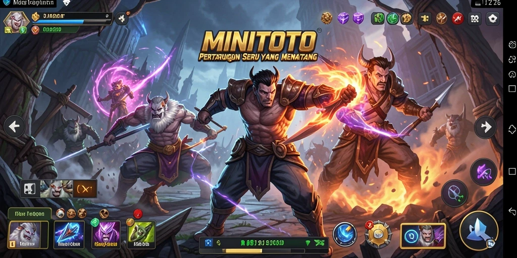 Screenshot gameplay MINITOTO menampilkan aksi pertarungan yang memukau.
