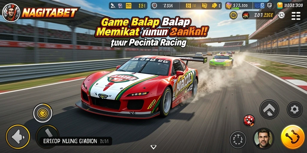 Tampilan gameplay mendebarkan dalam NAGITABET saat melaju kencang.