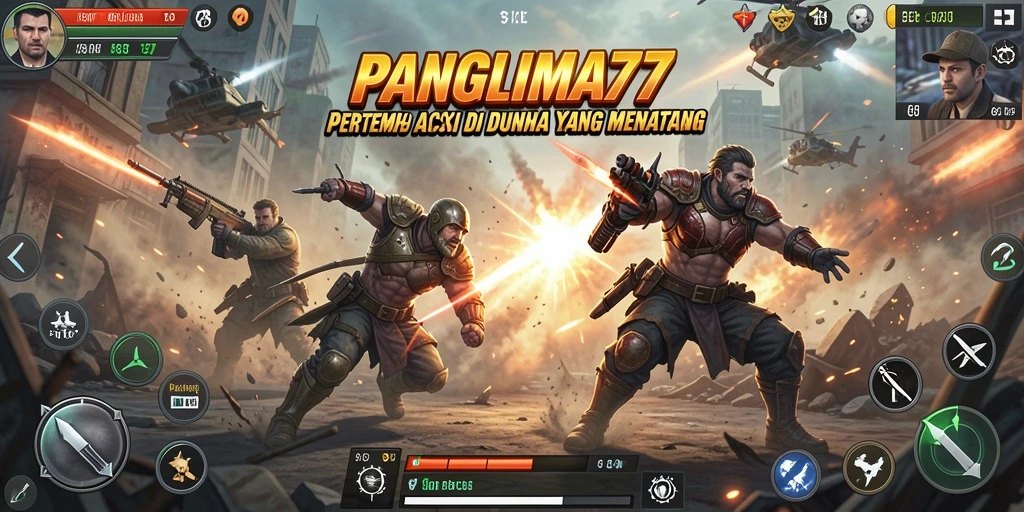 Tampilan gameplay seru dari PANGLIMA77 yang menunjukkan aksi pertempuran yang intens.