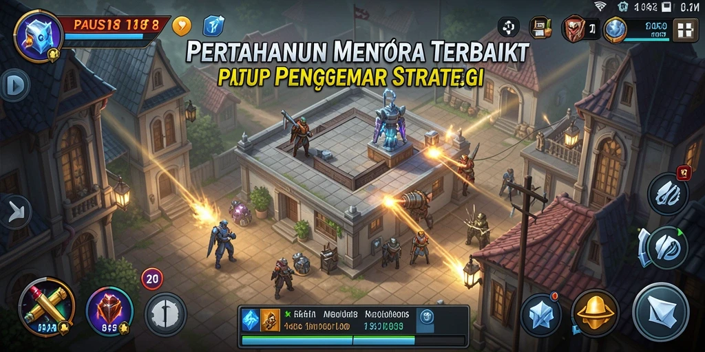 Tampilan gameplay menara pertahanan yang mendebarkan dan strategis.