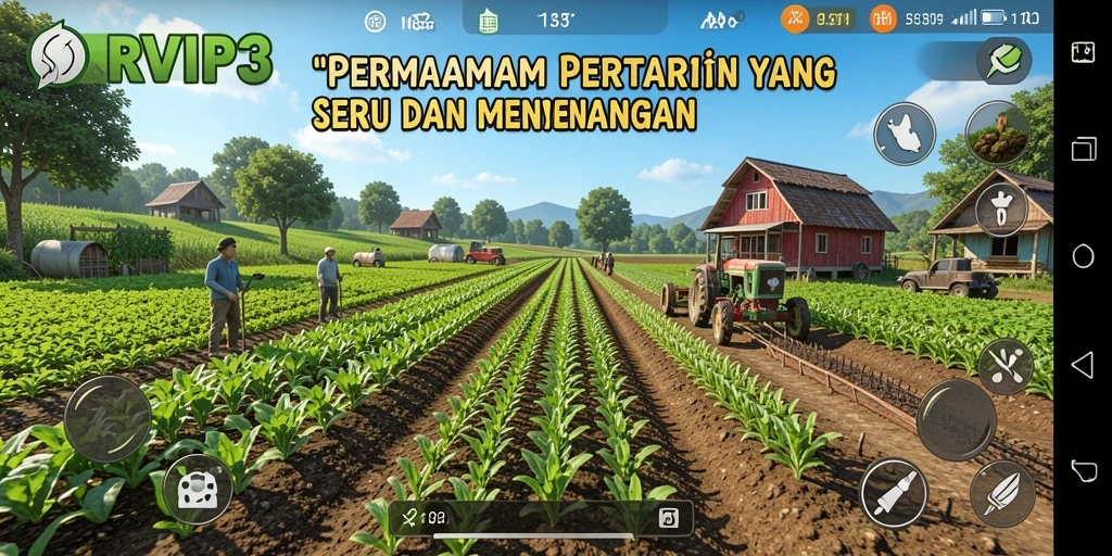 Tampilan gameplay menarik dari RVIP3 yang menampilkan aktivitas pertanian.