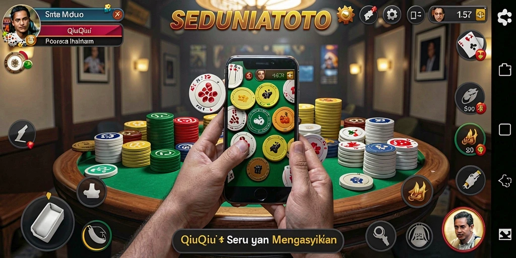 Tangkapan layar dari gameplay QiuQiu yang seru dan menarik.