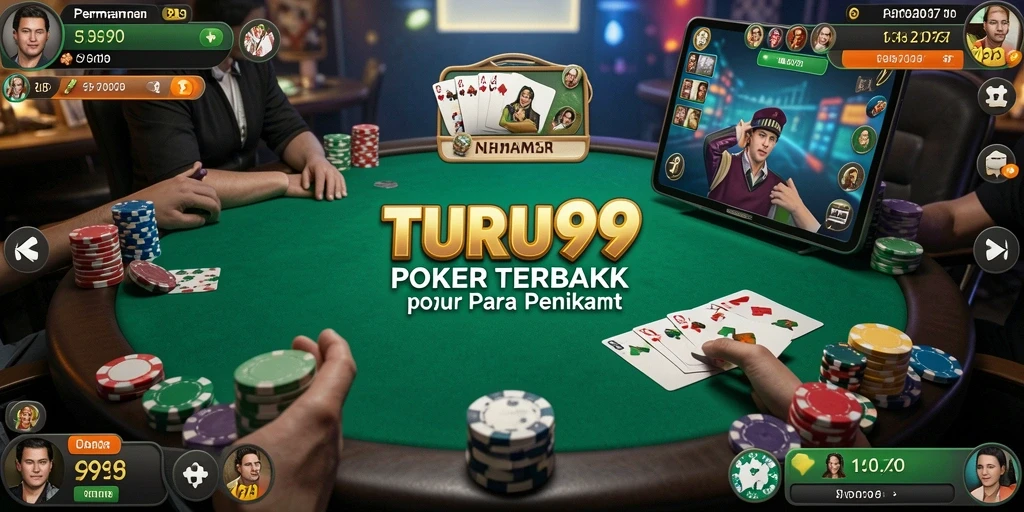 Screenshot TURU99 menunjukkan gameplay poker yang seru dan interaktif.